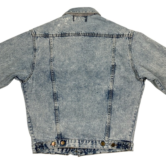 Vintage 90s French Navy Distressed Acid Wash Denim Jean Trucker Jacket - Picture 7 of 16